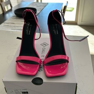 “Call it Spring” Katsia Strappy Heels in Barbie Pink